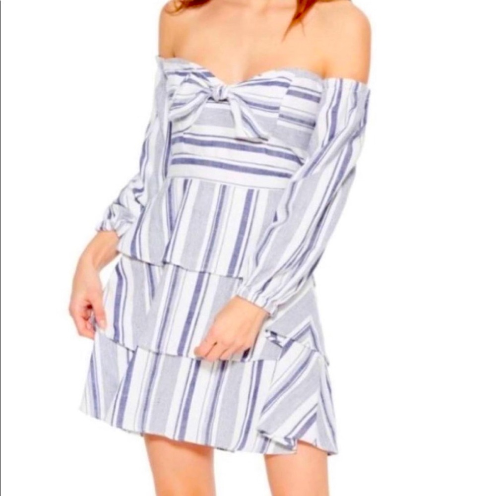 Parker Blue & White Striped Mini Dress